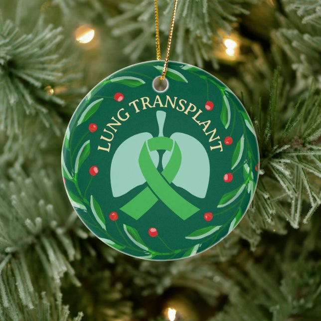 Lung Transplant Recipient Custom Christmas  Ceramic Ornament (Tree)