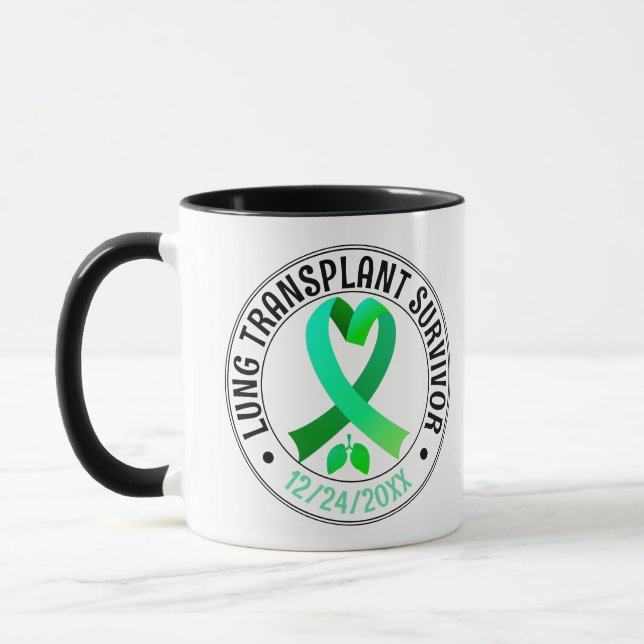 Lung Transplant Survivor Green Ribbon Coffee Mug (Left)