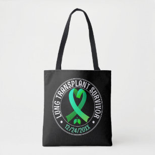 Lung Transplant Survivor Green Ribbon Custom Tote Bag