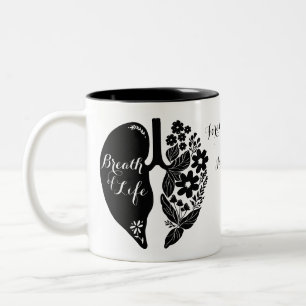 Lung Transplant Wildflower Breath of Life Black Two-Tone Coffee Mug