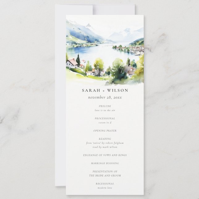 Lungern Switzerland Landscape Wedding Program (Front)
