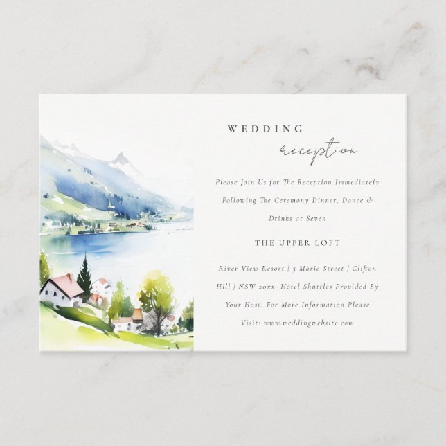 Lungern Switzerland Landscape Wedding Reception Enclosure Card (Front)