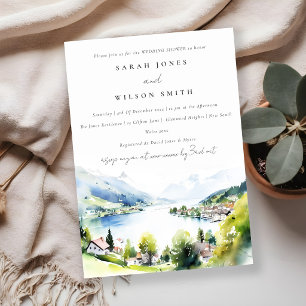 Lungern Switzerland Watercolor Wedding Shower Invitation