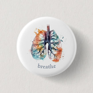 Lungs, breathe like a tree, customisable 3 cm round badge