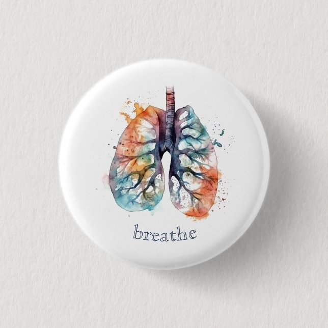 Lungs, breathe like a tree, customisable  3 cm round badge (Front)