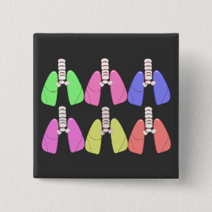 Lungs Multi Coloured--Respiratory Therapist Design 15 Cm Square Badge