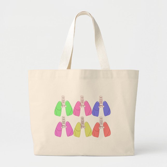 Lungs Multi Coloured--Respiratory Therapist Design Large Tote Bag (Front)