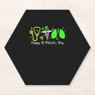 Lungs Respiratory Nurse Therapist Happy St Patrick Paper Coaster
