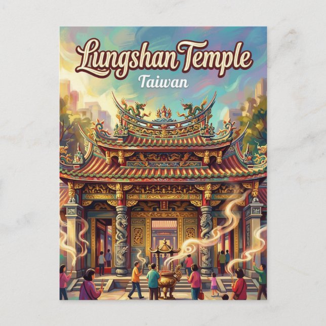 Lungshan Temple Taiwan Postcard (Front)
