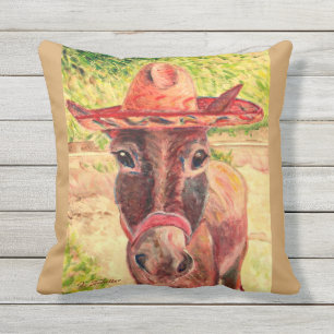 Lupe the Donkey 16x16 outdoor pillow