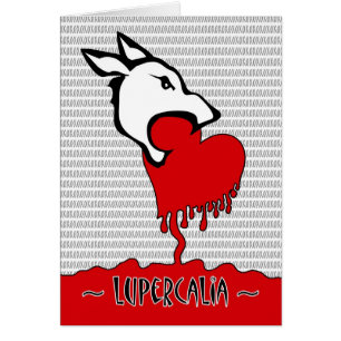Lupercalia Day, Wolf Eating a Red Heart, xoxo