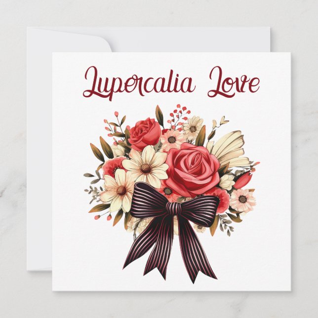 Lupercalia Vintage Gothic Retro Bouquet Valentine Holiday Card (Front)