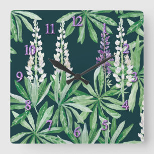 Lupin flower  square wall clock