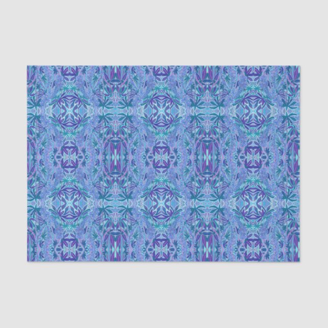 Lupine Flower Bohemian Boho Arabesque Pattern Blue Tissue Paper (Front)