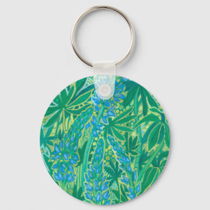 Lupine Flowers, Summer Wildflowers Floral Painting Key Ring