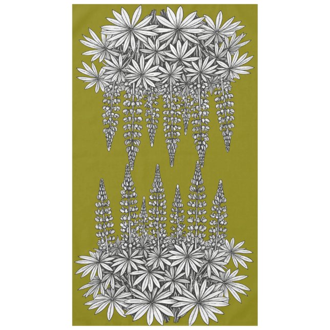 Lupine Mustard Yellow Botanical Tablecloth (Front)
