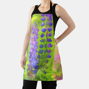 Lupine Painting - Original Flower Art Apron