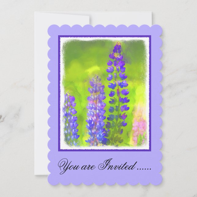 Lupine Painting - Original Flower Art Invitation (Front)