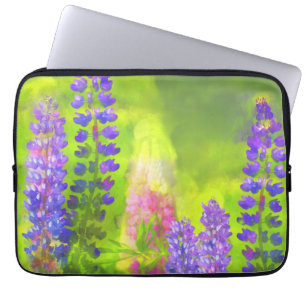 Lupine Painting - Original Flower Art Laptop Sleeve