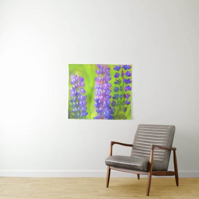Lupine Painting - Original Flower Art Tapestry (In Situ (Horizontal))