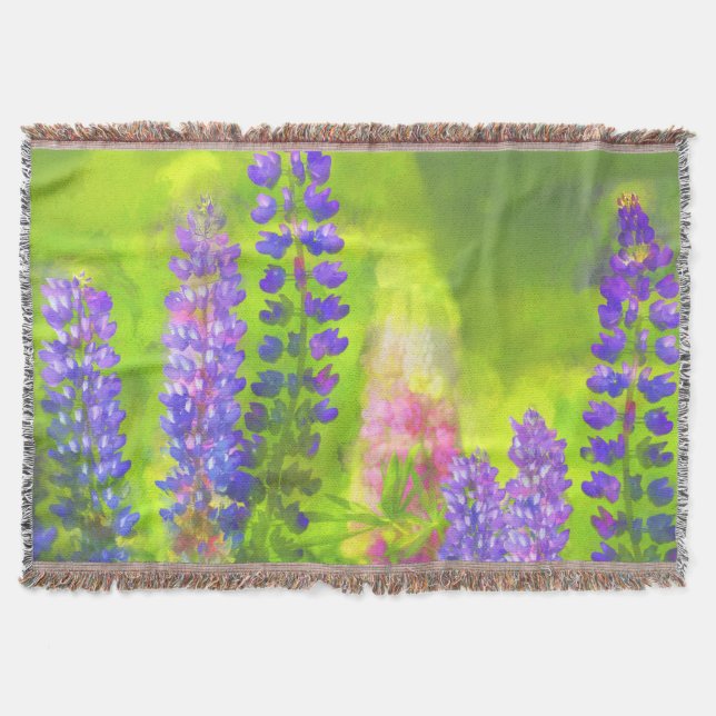 Lupine Painting - Original Flower Art Throw Blanket (Front)