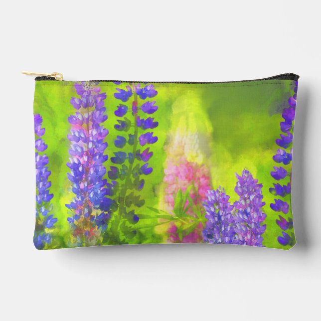 Lupine Painting Original Wildflower Art Accessory Pouch (Front)