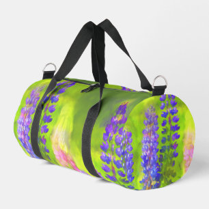 Lupine Painting Original Wildflower Art Duffle Bag