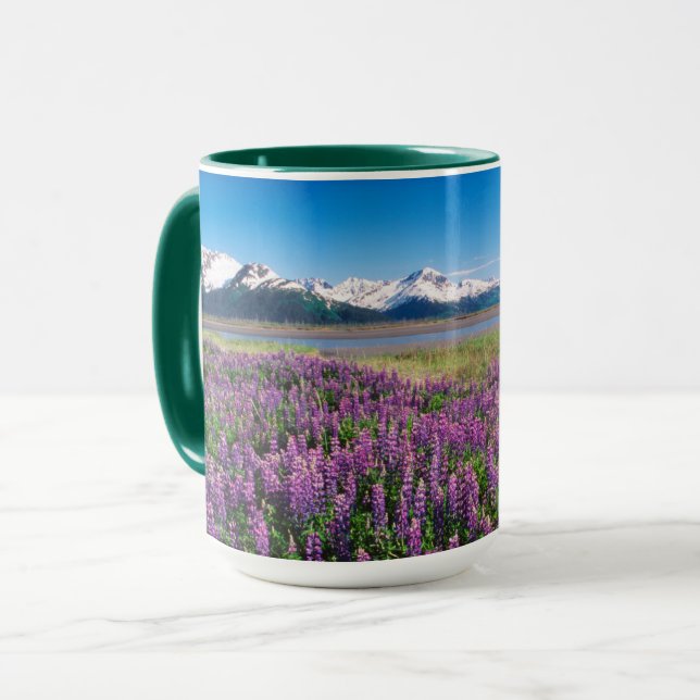 Lupines in Bloom | Kenai Mountains, Alaska Mug (Front Left)