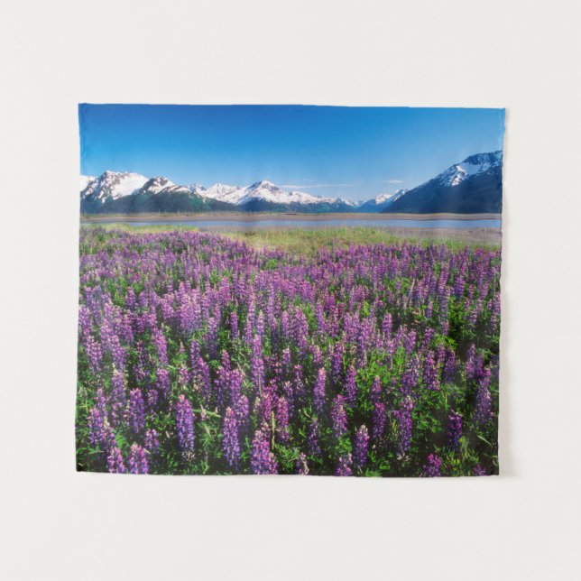 Lupines in Bloom | Kenai Mountains, Alaska Tapestry (Front (Horizontal))