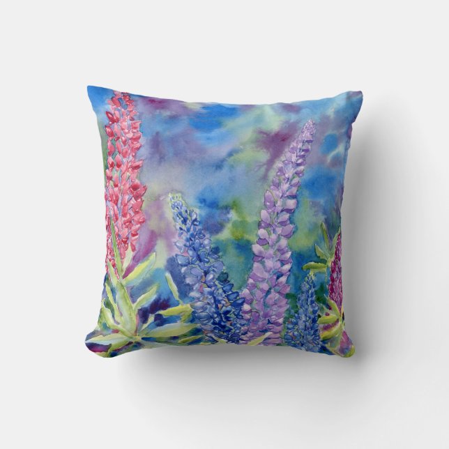 "Lupines" Throw Pillow (Front)