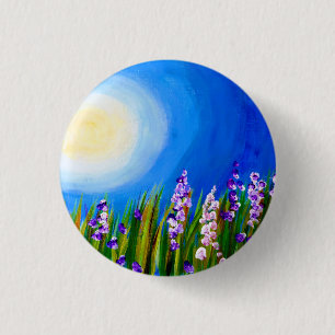 Lupins in a Grassy meadow 3 Cm Round Badge