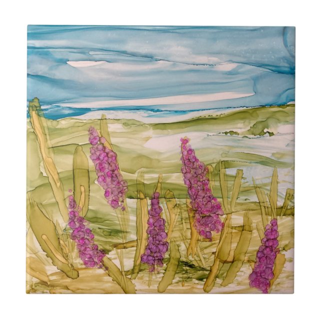 Lupins in the wild   ceramic tile (Front)
