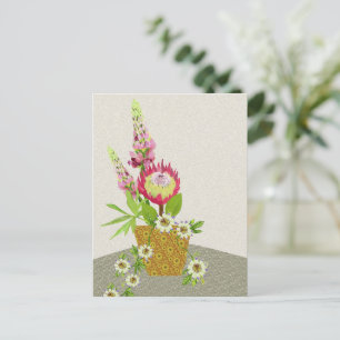 Lupinus, Passion flower and Protea Postcard