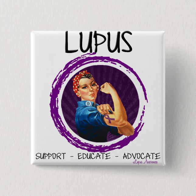 Lupus- Advocate, Educate, Support 15 Cm Square Badge (Front)