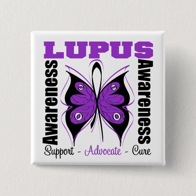 Lupus Awareness Butterfly 15 Cm Square Badge (Front)