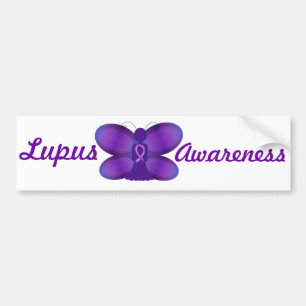 Lupus Awareness purple fairy butterfly Bumper Sticker