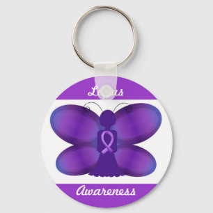 Lupus Awareness purple fairy butterfly Key Ring