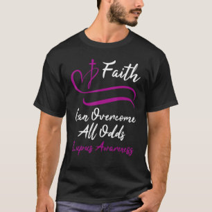 Lupus Awareness Purple Ribbon Lupus Christian Cros T-Shirt