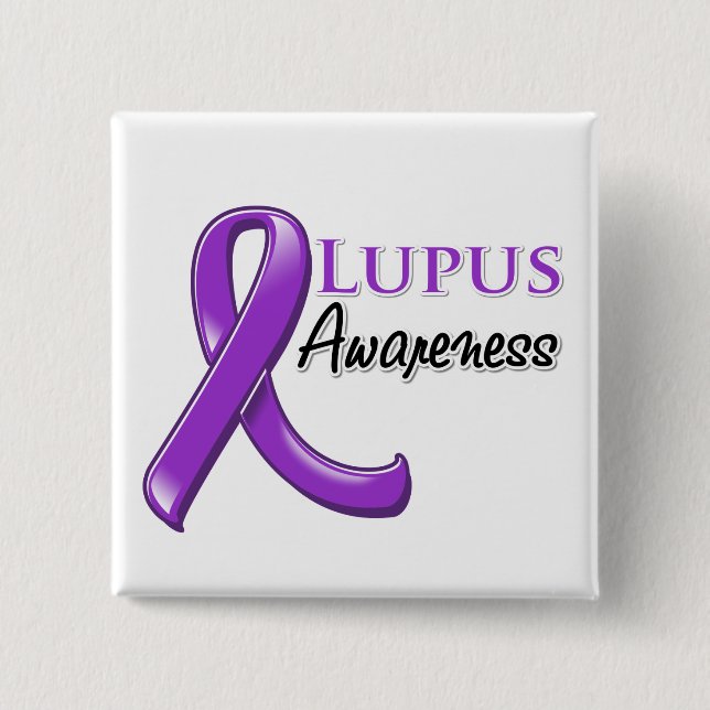 Lupus Awareness Ribbon 15 Cm Square Badge (Front)