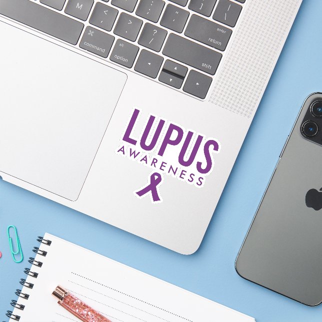 Lupus Awareness Ribbon Purple (Laptop w/ iPhone)