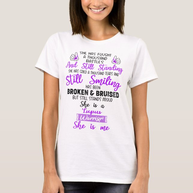 Lupus Awareness Ribbon Support Gifts T-Shirt (Front)