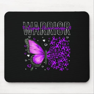 Lupus Awareness Warrior Survivor Purple Butterflie Mouse Pad