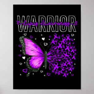 Lupus Awareness Warrior Survivor Purple Butterflie Poster