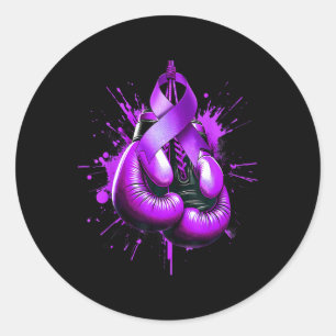 Lupus Boxing Glove Purple Ribbon Awareness Fight W Classic Round Sticker