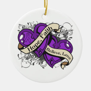 Lupus Hope Faith Dual Hearts Ceramic Tree Decoration