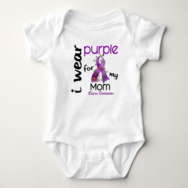 Lupus I WEAR PURPLE FOR MY MOM 43 Baby Bodysuit (Front)