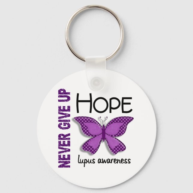 Lupus Never Give Up Hope Butterfly 4.1 Key Ring (Front)
