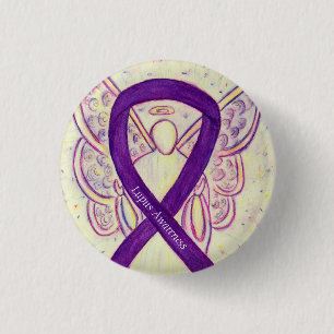 Lupus Purple Awareness Ribbon Angel Custom Art Pin