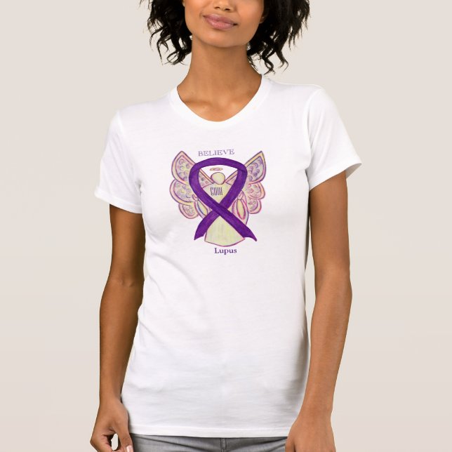 Lupus Purple Awareness Ribbon Angel Custom Shirt (Front)