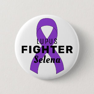 Lupus Ribbon White Button